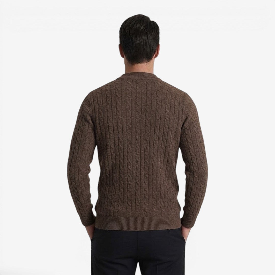 Men's Warm Cable Knit Quarter Zip Jumper Cozy Fit Long Sleeve Casual Winter