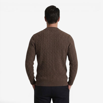 Men's Warm Cable Knit Quarter Zip Jumper Cozy Fit Long Sleeve Casual Winter