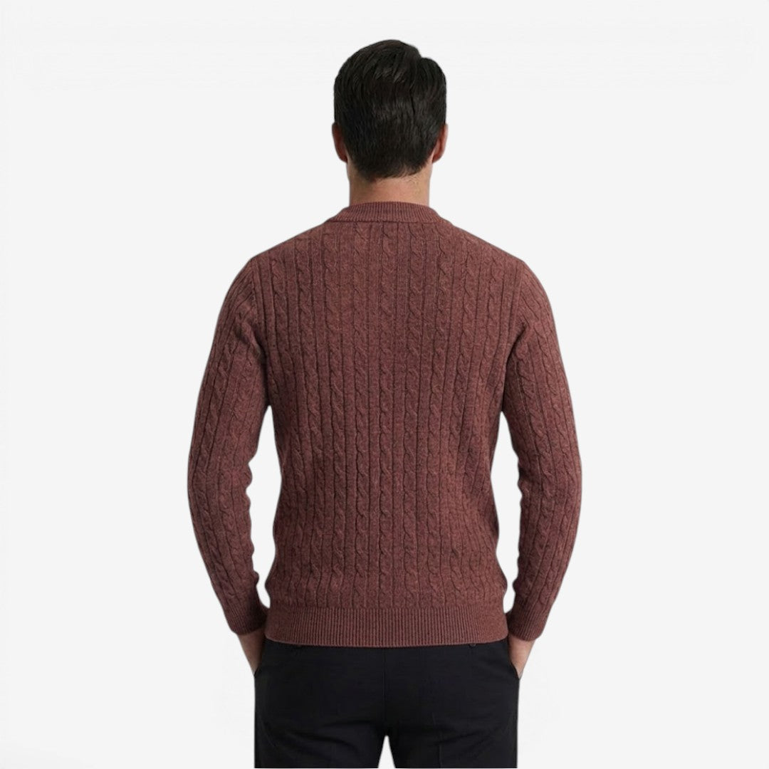 Men's Warm Cable Knit Quarter Zip Jumper Cozy Fit Long Sleeve Casual Winter