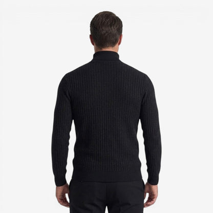Men's Textured Knit Roll-Neck Jumper Slim Fit Long Sleeve Warm Winter Knitwear