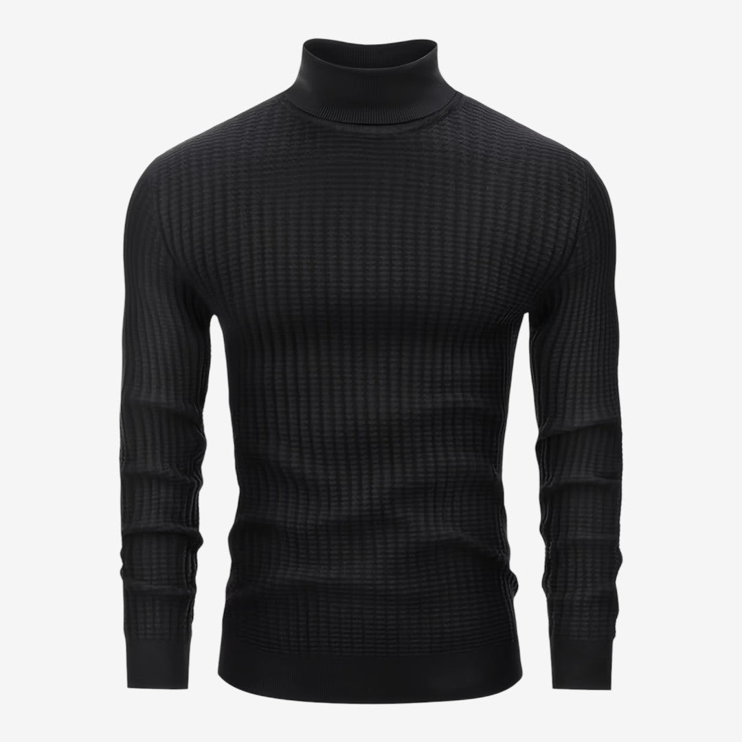 Men's Textured Knit Roll-Neck Jumper Slim Fit Long Sleeve Warm Winter Knitwear