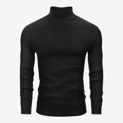 Men's Textured Knit Roll-Neck Jumper Slim Fit Long Sleeve Warm Winter Knitwear