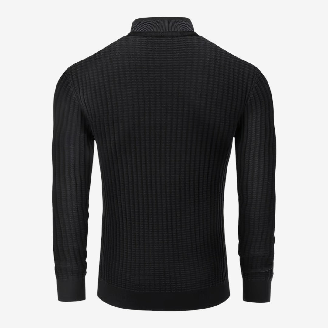 Men's Textured Knit Roll-Neck Jumper Slim Fit Long Sleeve Warm Winter Knitwear