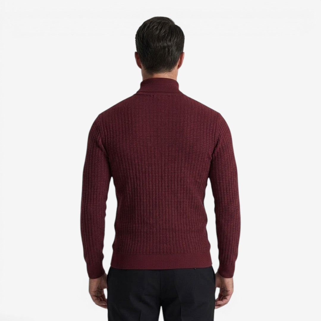 Men's Textured Knit Roll-Neck Jumper Slim Fit Long Sleeve Warm Winter Knitwear