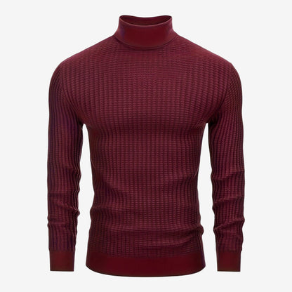 Men's Textured Knit Roll-Neck Jumper Slim Fit Long Sleeve Warm Winter Knitwear