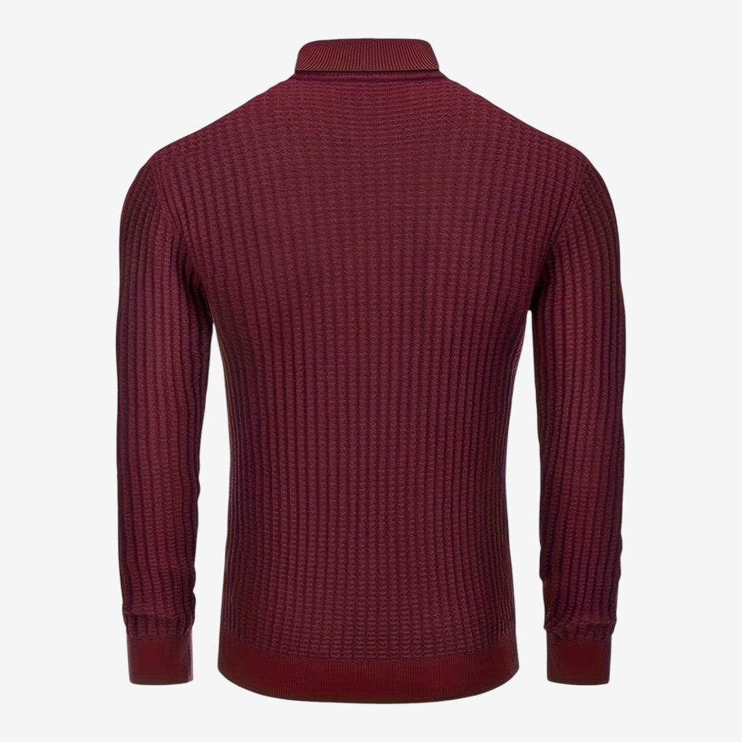 Men's Textured Knit Roll-Neck Jumper Slim Fit Long Sleeve Warm Winter Knitwear