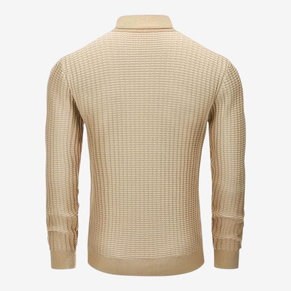 Men's Textured Knit Roll-Neck Jumper Slim Fit Long Sleeve Warm Winter Knitwear