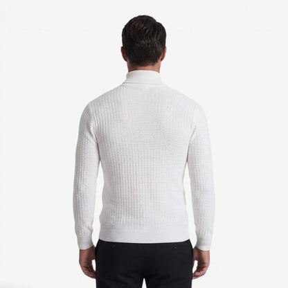Men's Textured Knit Roll-Neck Jumper Slim Fit Long Sleeve Warm Winter Knitwear
