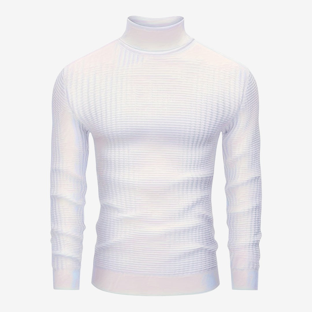 Men's Textured Knit Roll-Neck Jumper Slim Fit Long Sleeve Warm Winter Knitwear