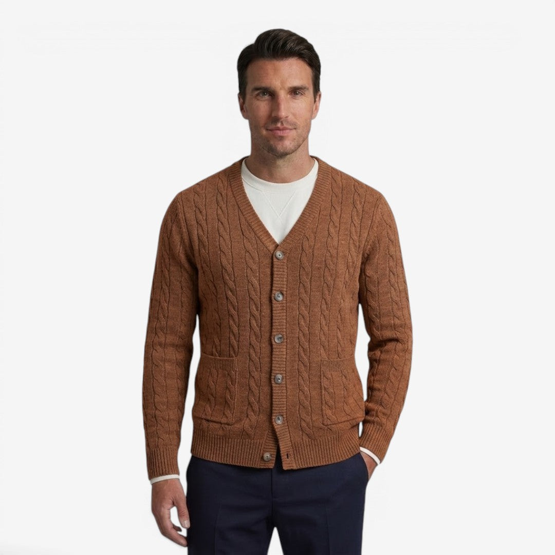 Men's Knit Cardigan Button Closure with Pockets Warm Layering Winter