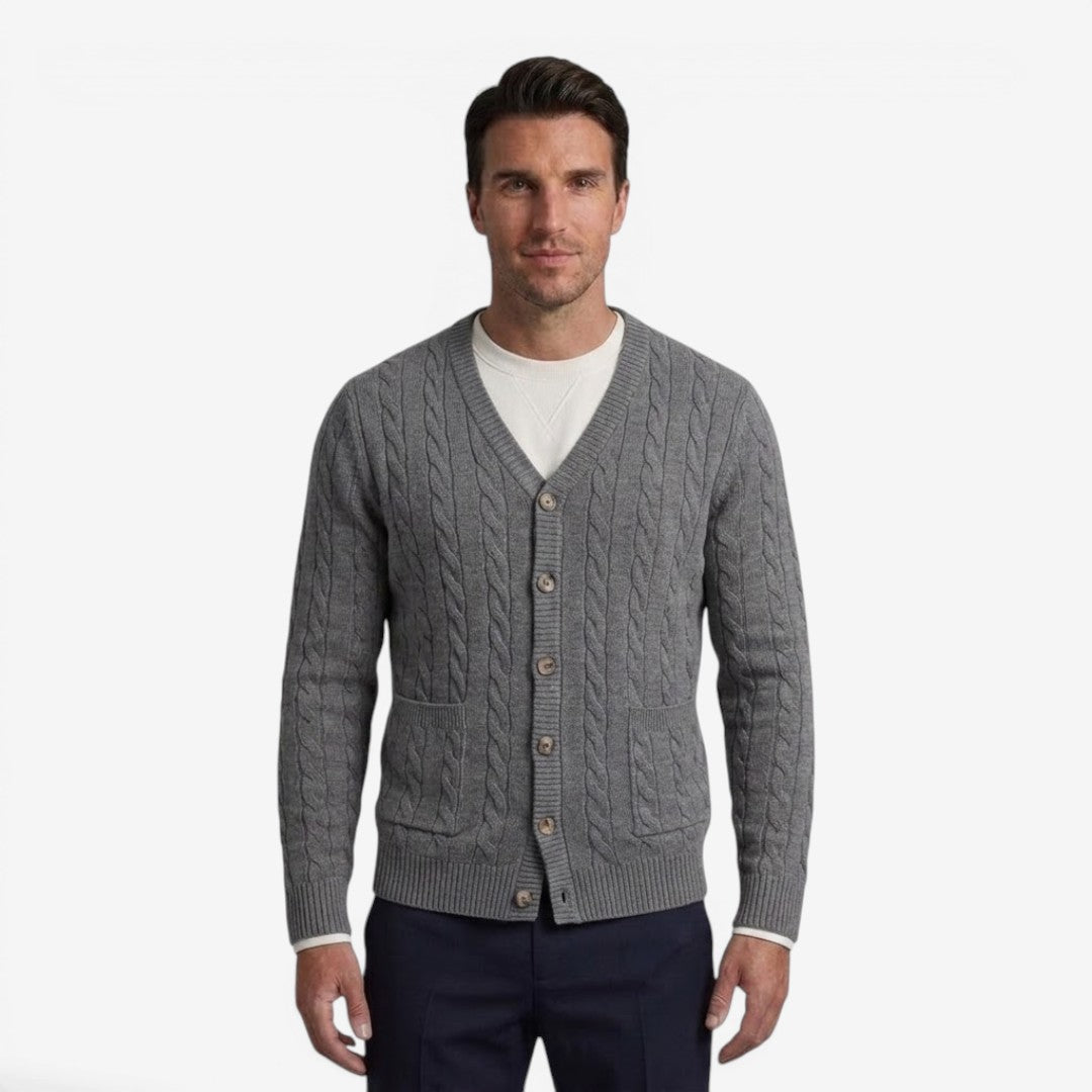Men's Knit Cardigan Button Closure with Pockets Warm Layering Winter