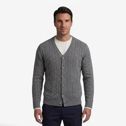 Men's Knit Cardigan Button Closure with Pockets Warm Layering Winter