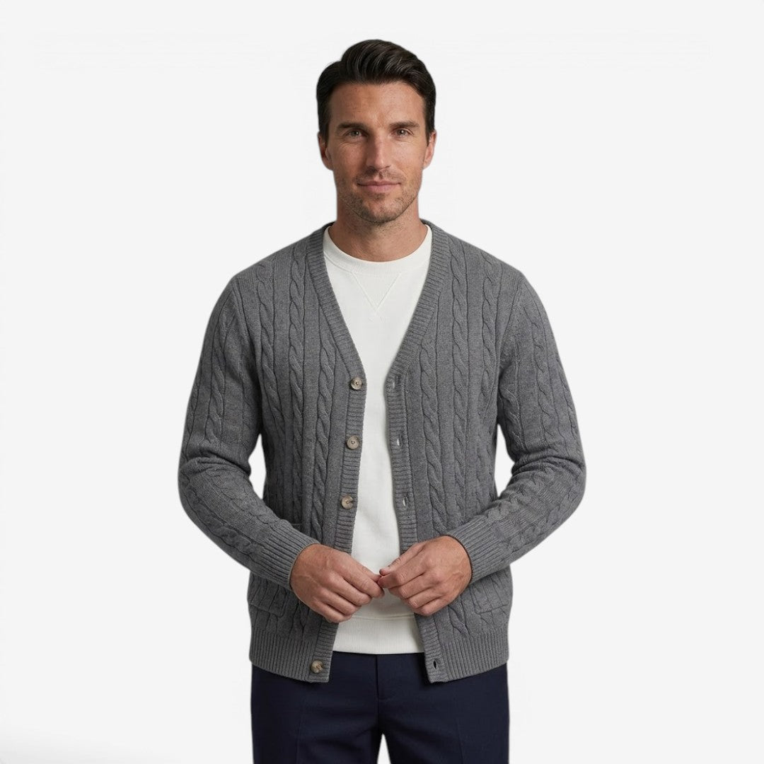 Men's Knit Cardigan Button Closure with Pockets Warm Layering Winter
