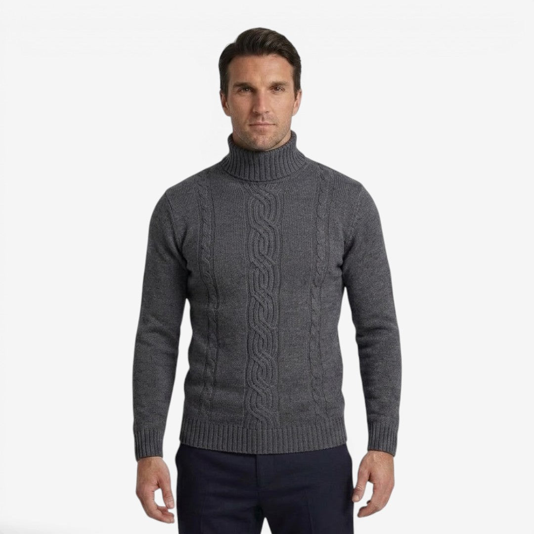 Men's Cable Knit Roll-Neck Jumper Warm Winter Knitwear Casual Everyday
