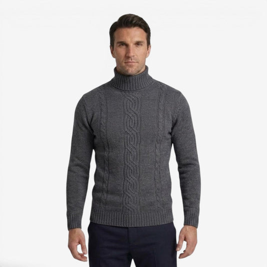 Men's Cable Knit Roll-Neck Jumper Warm Winter Knitwear Casual Everyday