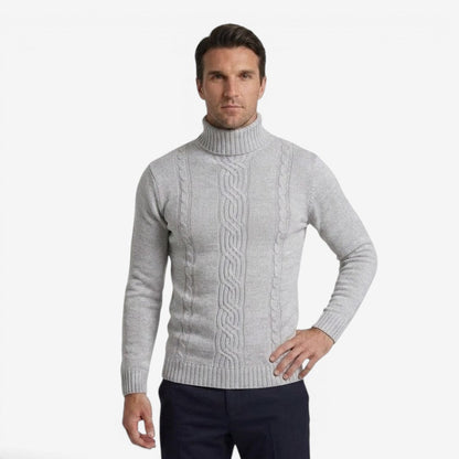 Men's Cable Knit Roll-Neck Jumper Warm Winter Knitwear Casual Everyday
