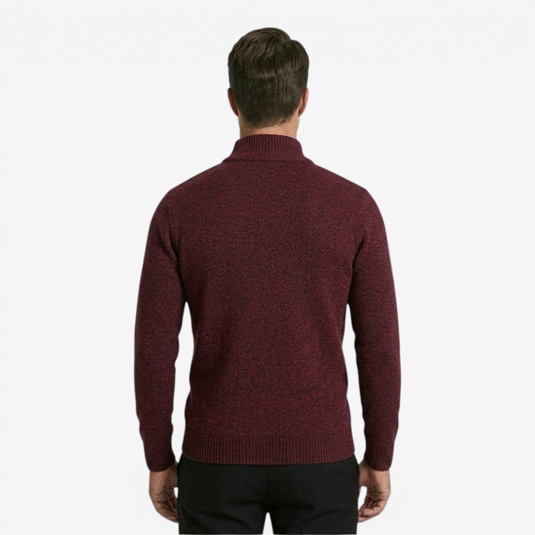 Men's Warm Quarter Zip Jumper Jacquard Knit Classic Fit Casual Everyday