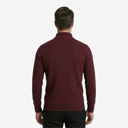 Men's Warm Quarter Zip Jumper Jacquard Knit Classic Fit Casual Everyday