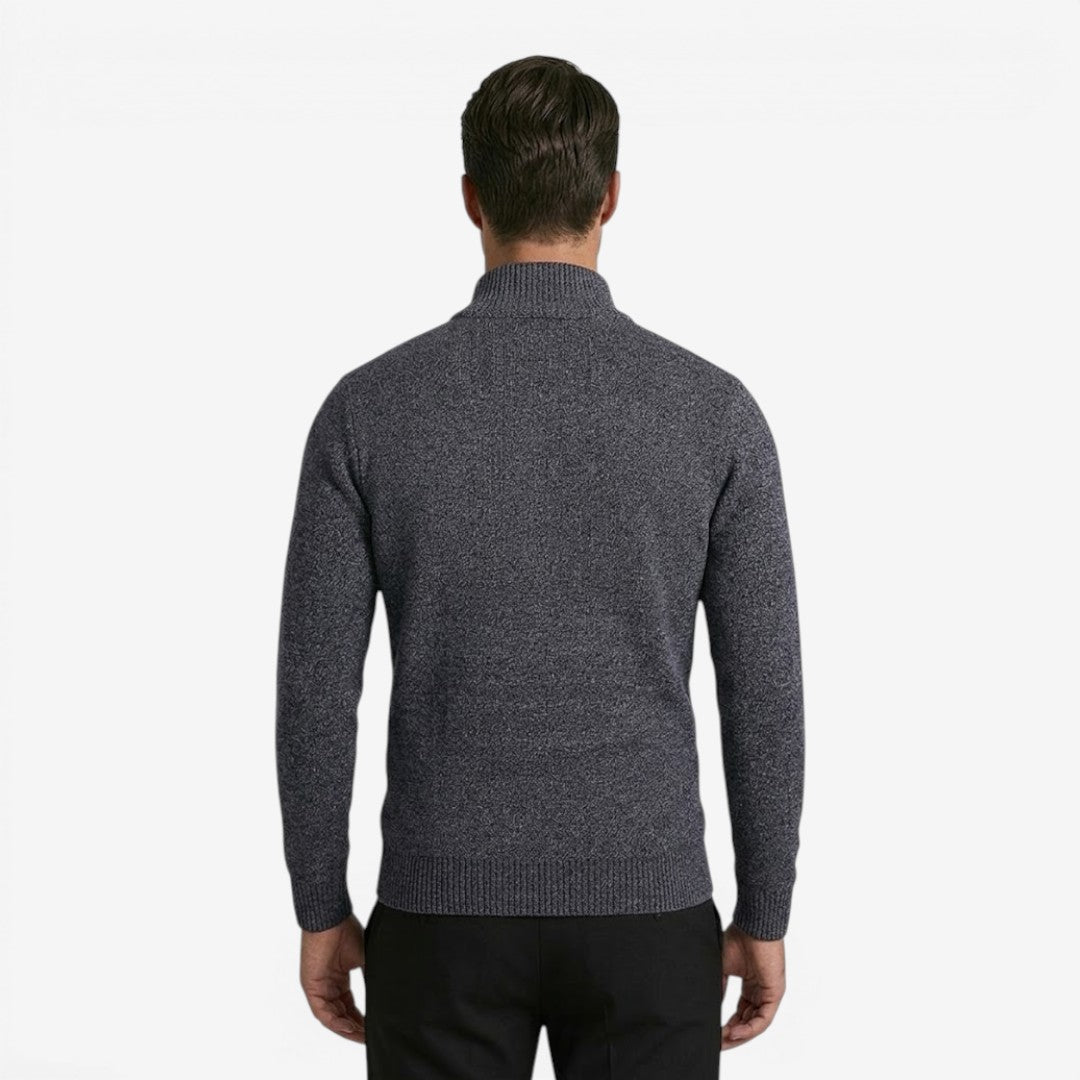 Men's Warm Quarter Zip Jumper Jacquard Knit Classic Fit Casual Everyday