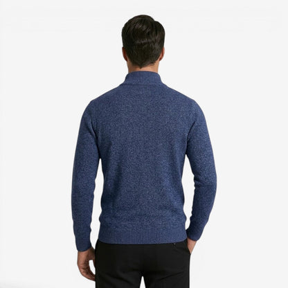 Men's Warm Quarter Zip Jumper Jacquard Knit Classic Fit Casual Everyday