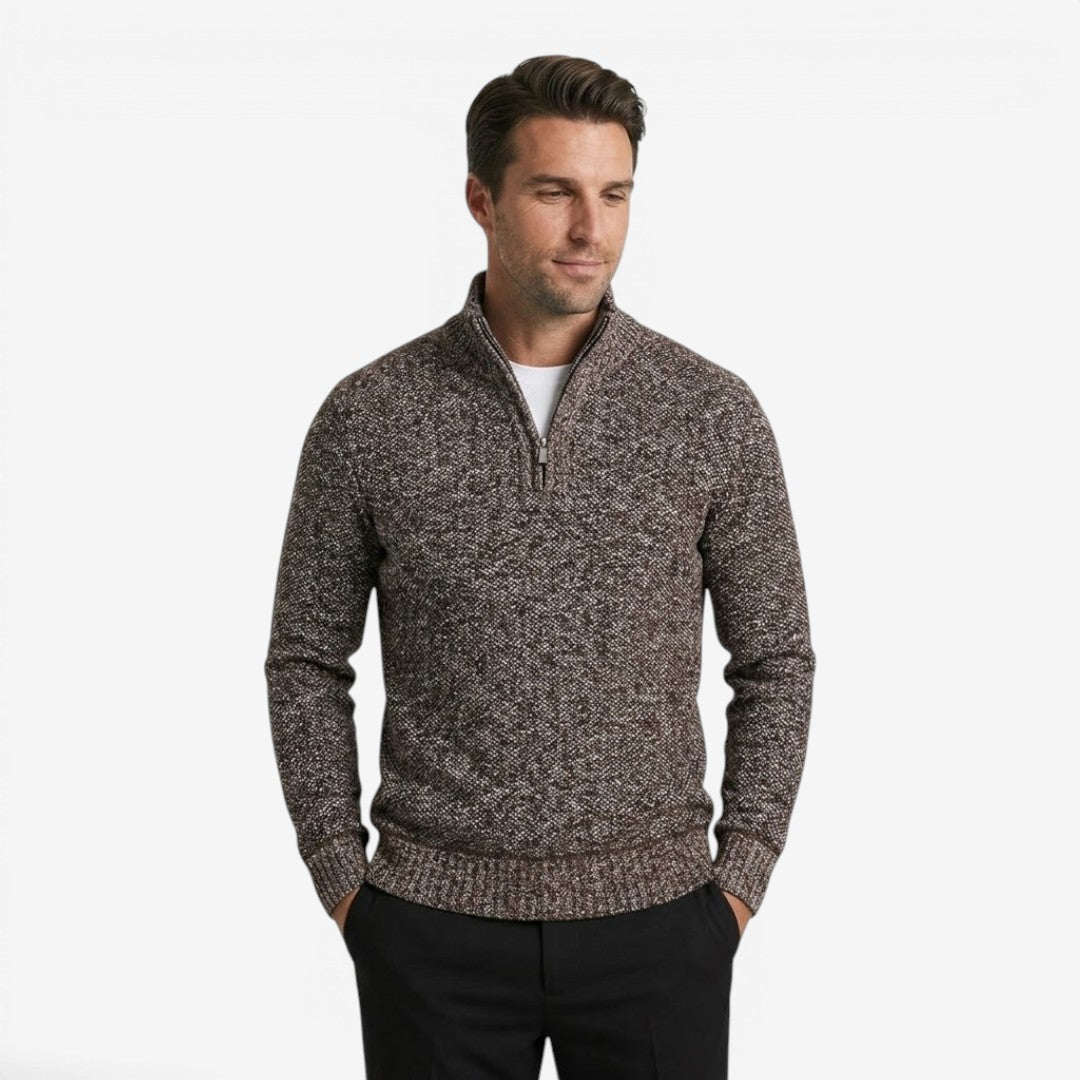 Men's Warm Quarter Zip Jumper Knit Casual Layering Fall Winter
