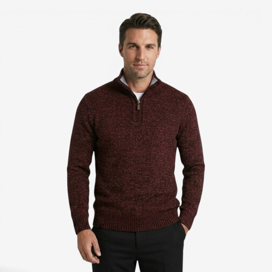 Men's Warm Quarter Zip Jumper Knit Casual Layering Fall Winter