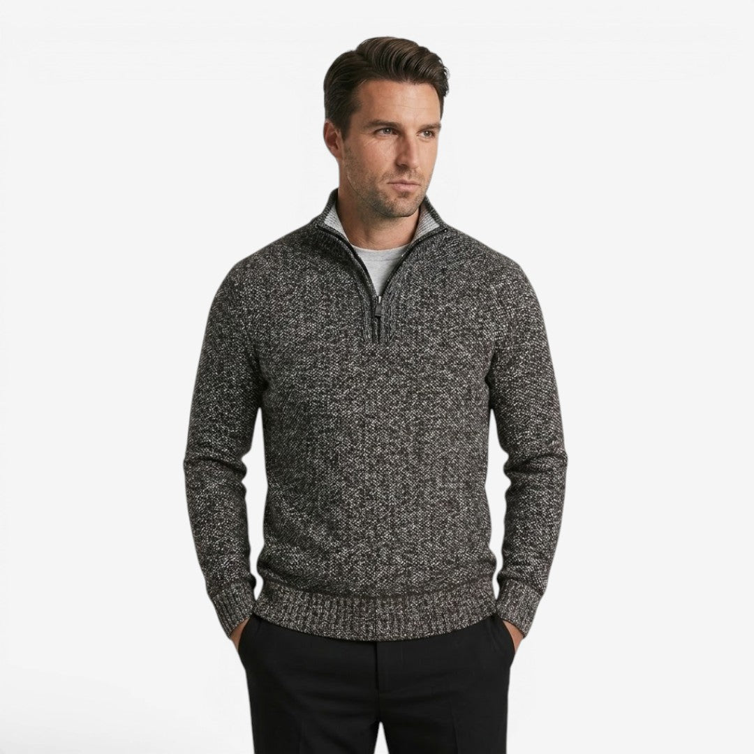 Men's Warm Quarter Zip Jumper Knit Casual Layering Fall Winter