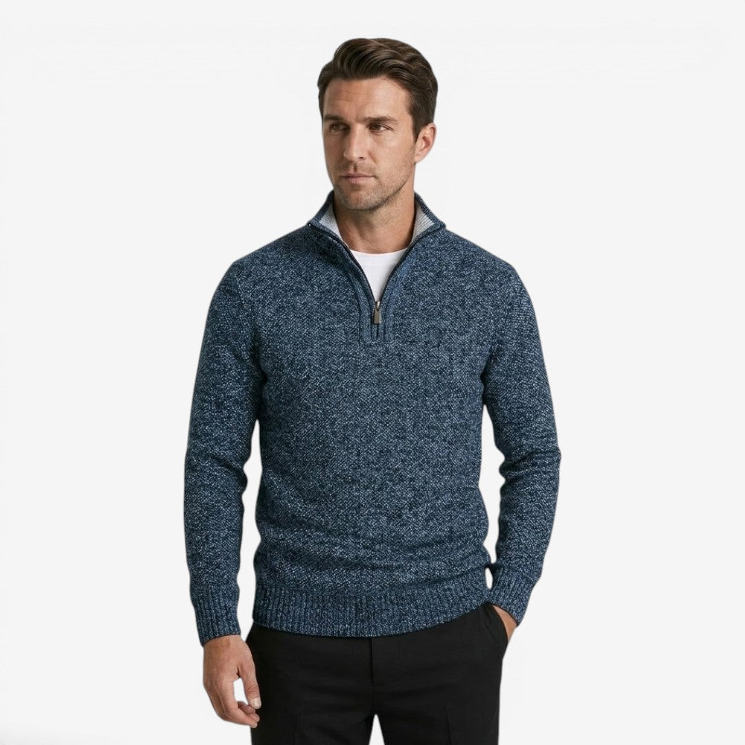 Men's Warm Quarter Zip Jumper Knit Casual Layering Fall Winter