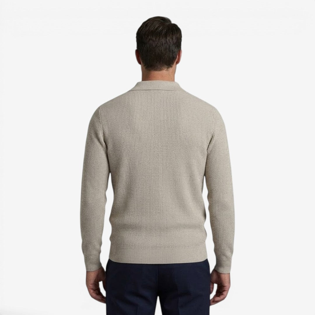 Men's Warm Quarter Zip Knit Jumper Stretch Fit Casual Layering Everyday
