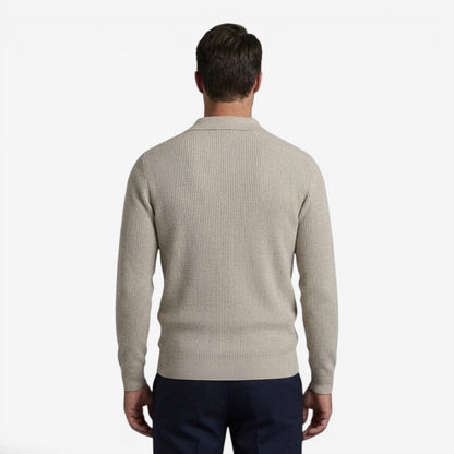 Men's Warm Quarter Zip Knit Jumper Stretch Fit Casual Layering Everyday