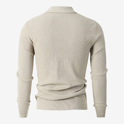 Men's Warm Quarter Zip Knit Jumper Stretch Fit Casual Layering Everyday
