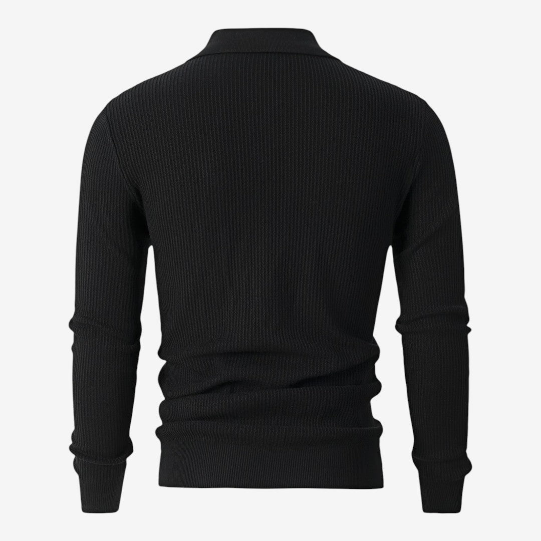 Men's Warm Quarter Zip Knit Jumper Stretch Fit Casual Layering Everyday