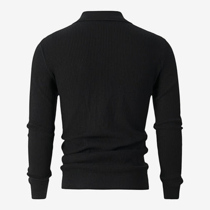 Men's Warm Quarter Zip Knit Jumper Stretch Fit Casual Layering Everyday