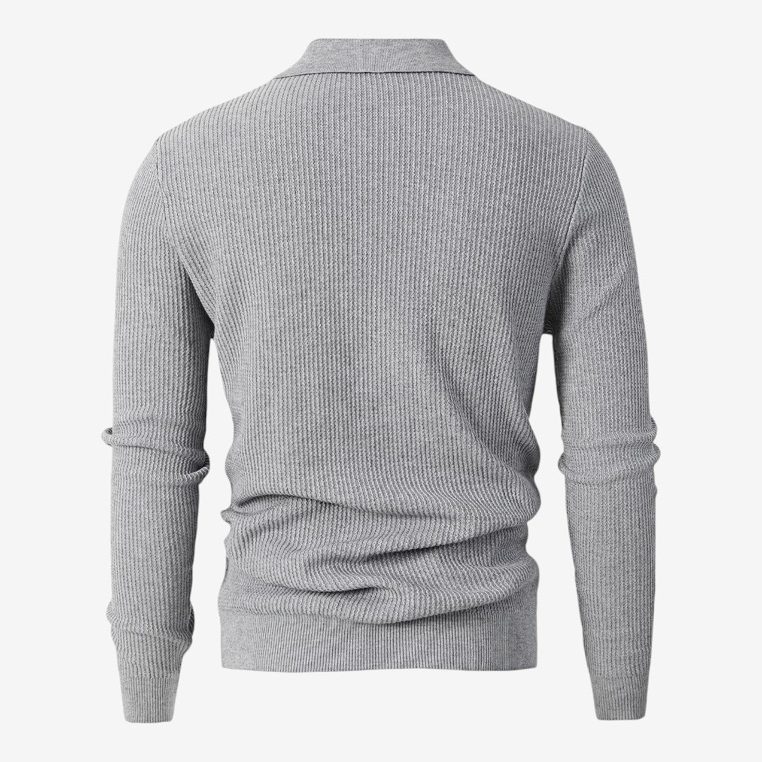 Men's Warm Quarter Zip Knit Jumper Stretch Fit Casual Layering Everyday