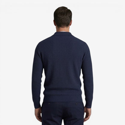 Men's Warm Quarter Zip Knit Jumper Stretch Fit Casual Layering Everyday