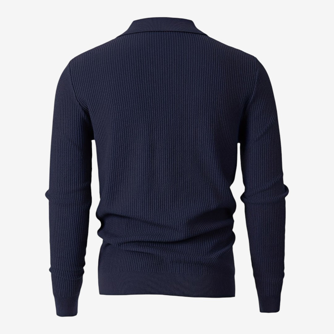 Men's Warm Quarter Zip Knit Jumper Stretch Fit Casual Layering Everyday