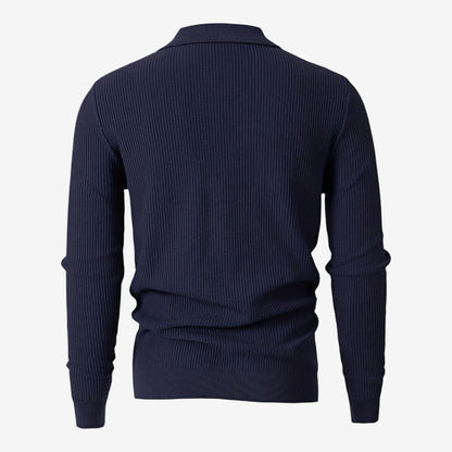 Men's Warm Quarter Zip Knit Jumper Stretch Fit Casual Layering Everyday