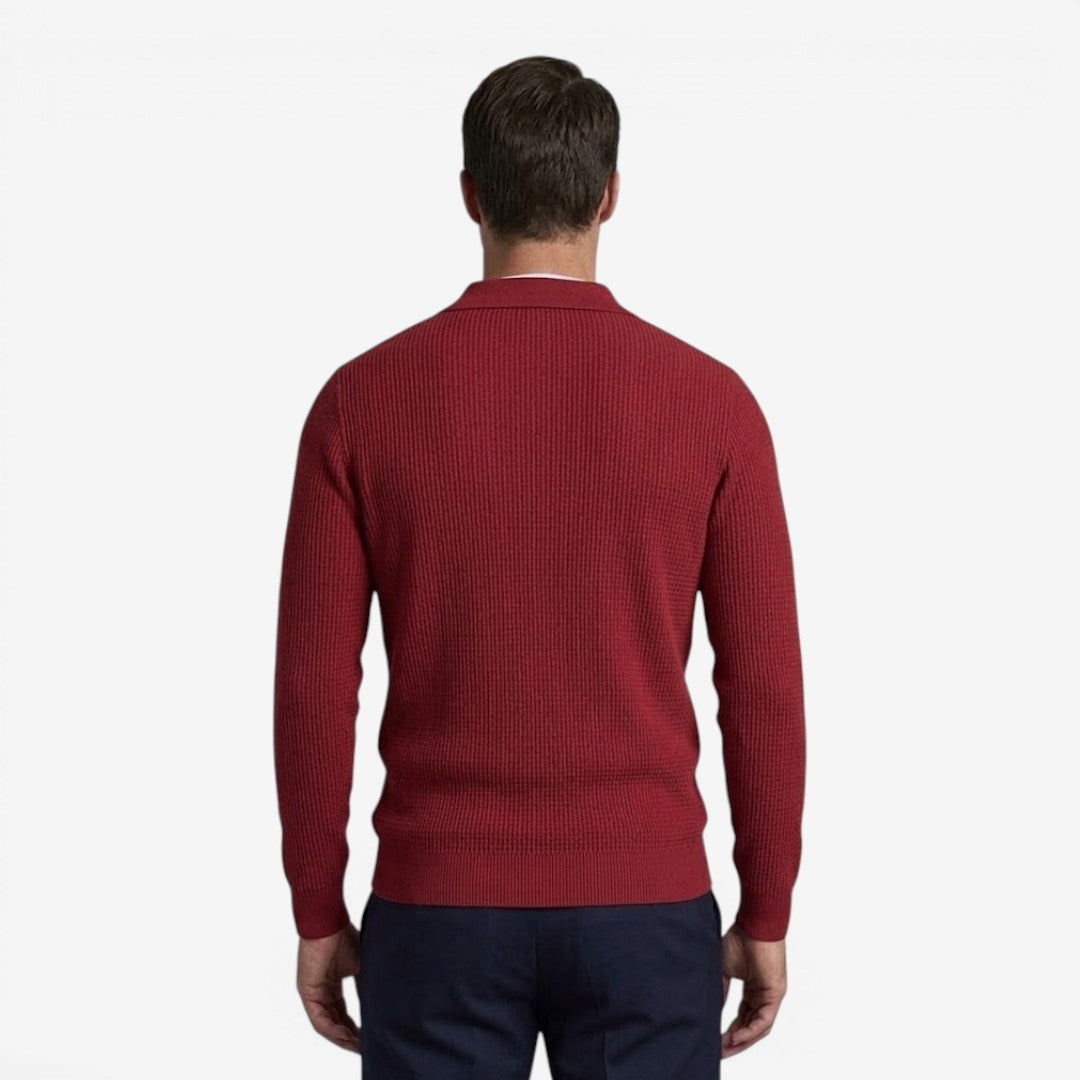 Men's Warm Quarter Zip Knit Jumper Stretch Fit Casual Layering Everyday