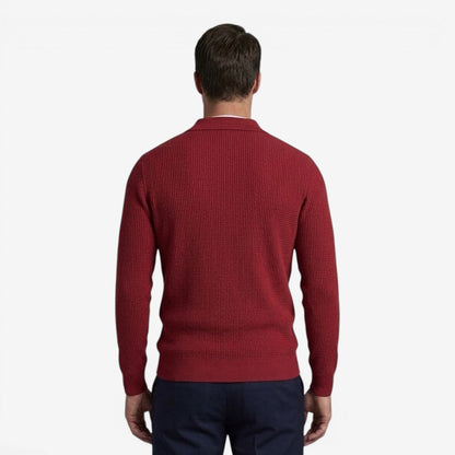 Men's Warm Quarter Zip Knit Jumper Stretch Fit Casual Layering Everyday