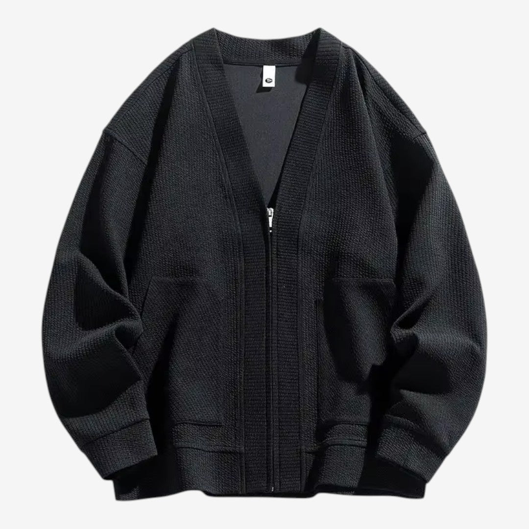Men's Zip-Up Cardigan with Pockets Casual Knit Everyday Layering