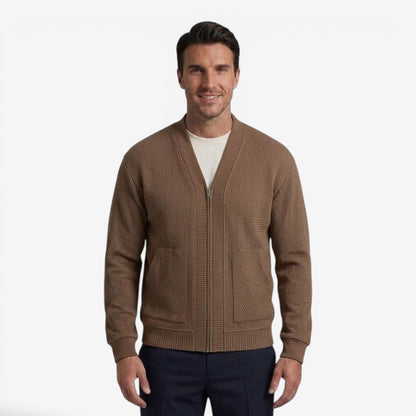 Men's Zip-Up Cardigan with Pockets Casual Knit Everyday Layering