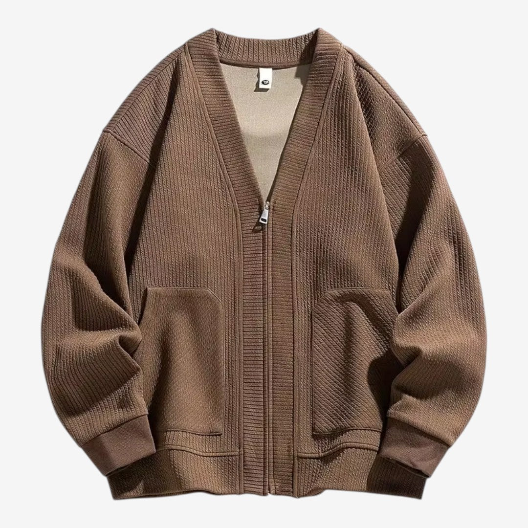 Men's Zip-Up Cardigan with Pockets Casual Knit Everyday Layering