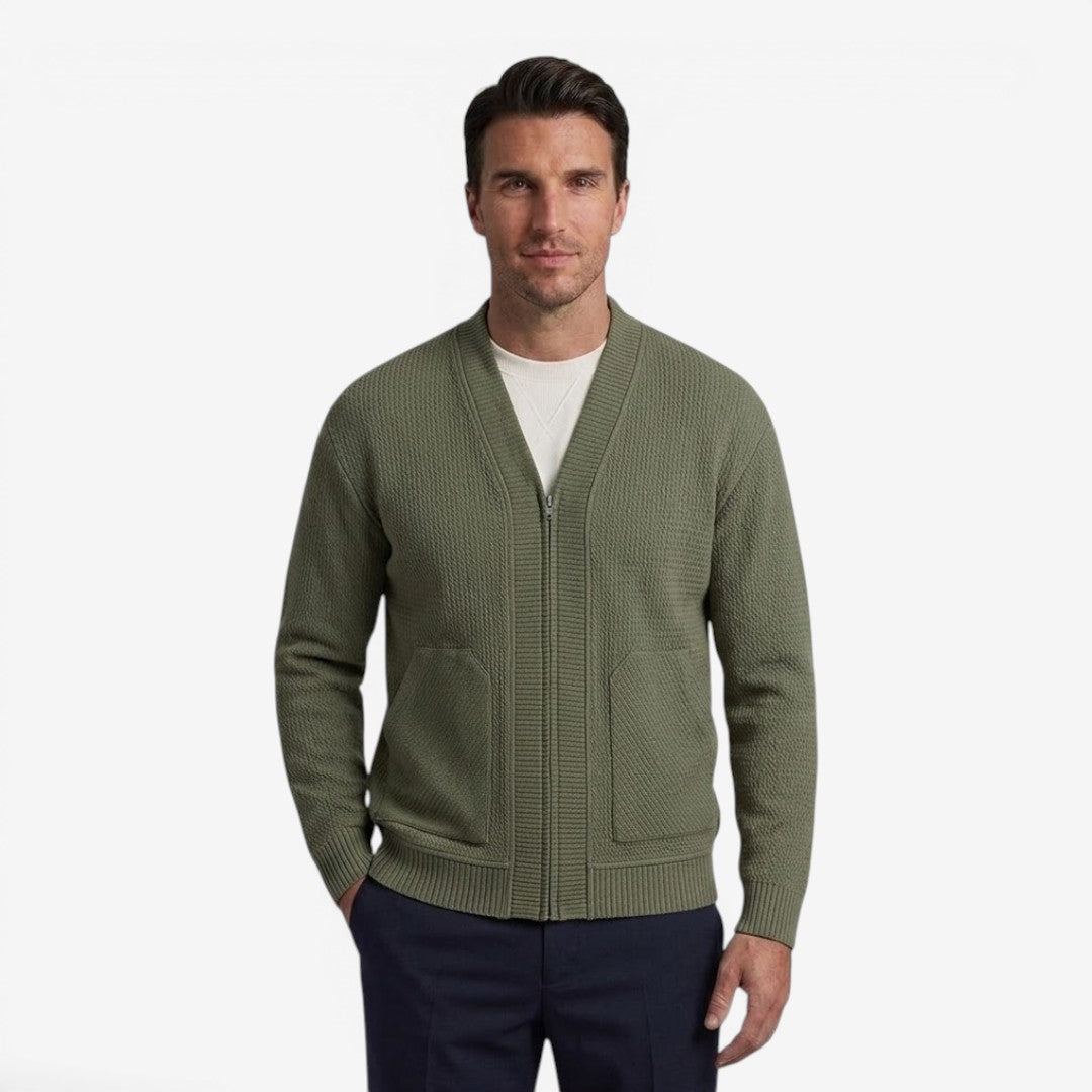 Men's Zip-Up Cardigan with Pockets Casual Knit Everyday Layering