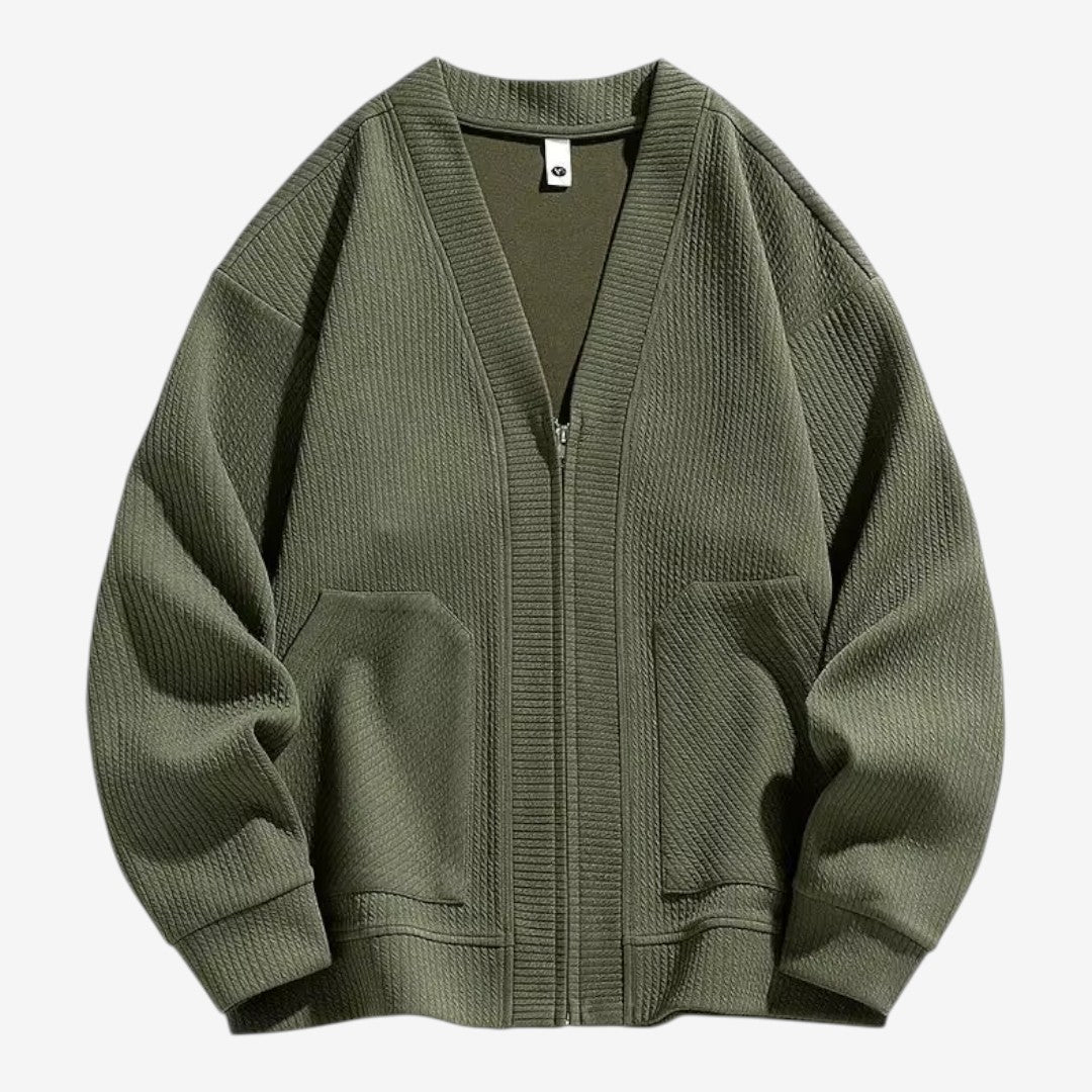 Men's Zip-Up Cardigan with Pockets Casual Knit Everyday Layering