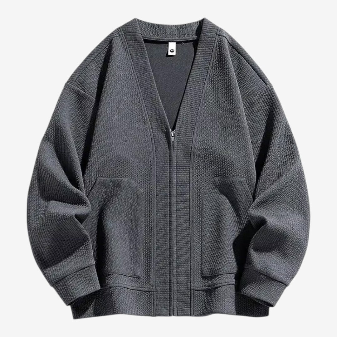 Men's Zip-Up Cardigan with Pockets Casual Knit Everyday Layering