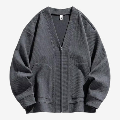 Men's Zip-Up Cardigan with Pockets Casual Knit Everyday Layering