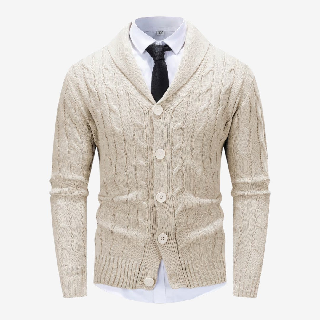 Men's Cable Knit Cardigan Button Closure Long Sleeve Cozy Autumn Winter