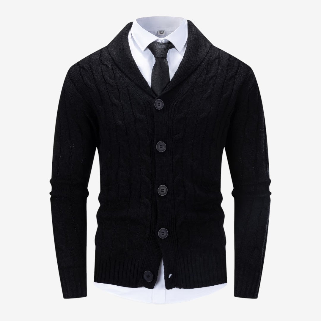 Men's Cable Knit Cardigan Button Closure Long Sleeve Cozy Autumn Winter