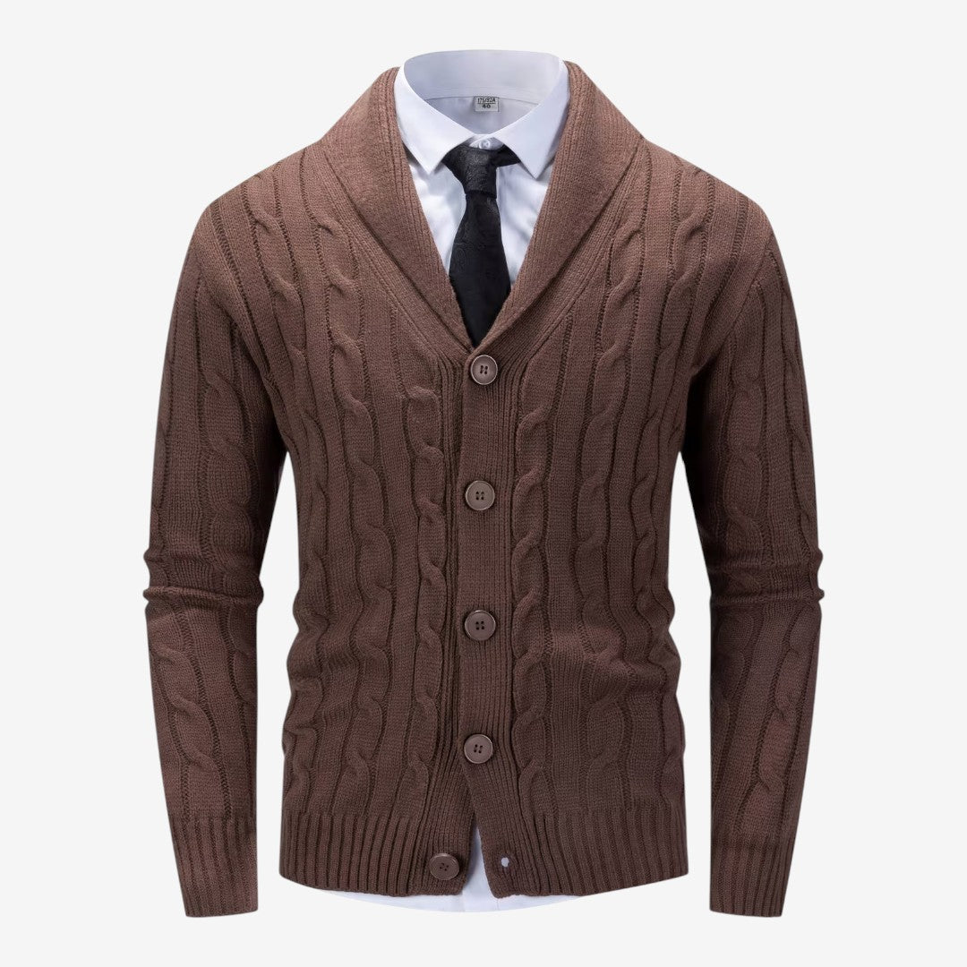 Men's Cable Knit Cardigan Button Closure Long Sleeve Cozy Autumn Winter