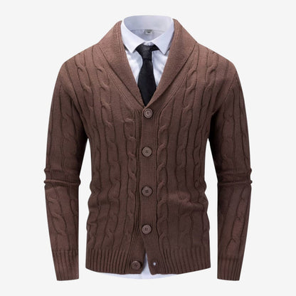 Men's Cable Knit Cardigan Button Closure Long Sleeve Cozy Autumn Winter